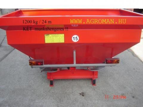 Új 1200 kg műtrágyaszóró, 2 munkahengeres, 24 m, WOPROL Új 1200 kg műtrágyaszóró, 2 munkahengeres, 24 m, WOPROL