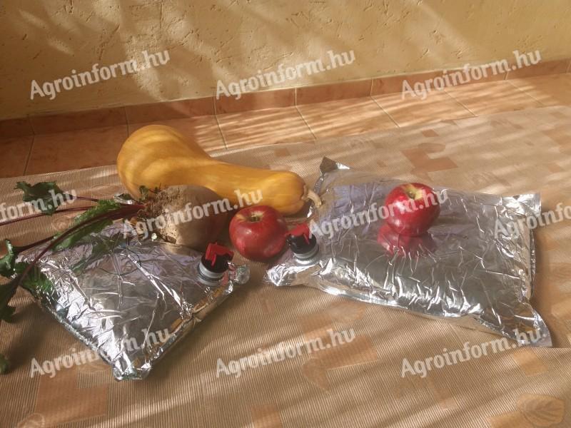 Gyümölcslé, almalé (cékla, sütőtök, homoktövis, berkenye, alma) eladó – családi termelésből