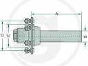Kerékagy / Féltengely utánfutóhoz, permetezőhöz,  KIS TEHERBÍRÁSÚ
