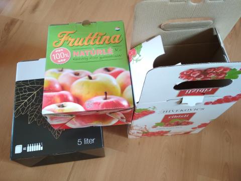 Bag in box kartondoboz frissen préselt gyümölcslevekhez