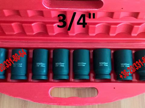 Dugókulcs készlet 3/4" colos,  Gépi Krova * 24 - 38mm Möller Krova szett * 8 részes Dugókulcs készlet 3/4" colos,  Gépi Krova * 24 - 38mm Möller Krova szett * 8 részes