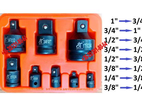 Krova Légkulcs Dugókulcs 8 db-os Átalakító Adapter 1/4",  3/8",  1/2",  3/4",  1" készlet Krova Légkulcs Dugókulcs 8 db-os Átalakító Adapter 1/4",  3/8",  1/2",  3/4",  1" készlet