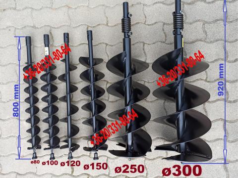 Földfúró,  talajfúró 80, 100, 120, 150, 200, 250, 300 duplaspirál,  ütközéstompító widia lapka Földfúró,  talajfúró 80, 100, 120, 150, 200, 250, 300 duplaspirál,  ütközéstompító widia lapka