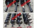 Földfúró, talajfúró 80, 100, 120, 150, 200, 250, 300 mm duplaspirál, ütközéstompító widia lapka