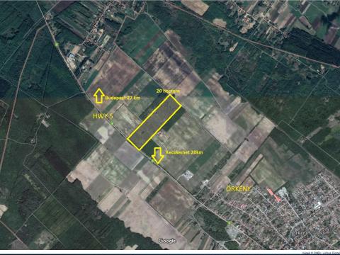 20 hektár ipari terület eladó Örkény belterületén, az E5 út mellett