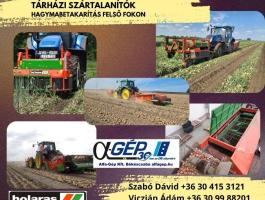 Holaras hagyma rendrerakók, tárházi szártalanítók, szárzúzók