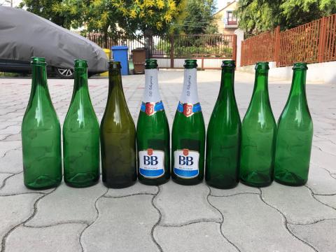 Pezsgős palack,  0,75 literes zöld pezsgő üveg