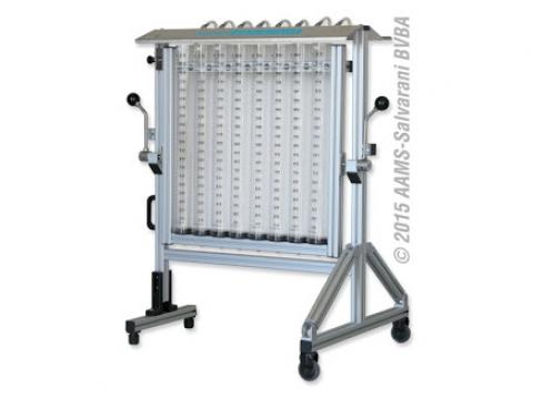 AAMS-SALVARANI Fúvóka átfolyásmérő szivattyús gyűjtőtartállyal,  8 mérőhenger komplett