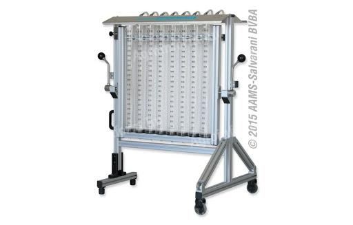 AAMS-SALVARANI Fúvóka átfolyásmérő szivattyús gyűjtőtartállyal,  8 mérőhenger komplett