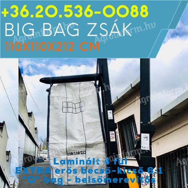 Big bag zsák 20. 536-0088 méret 110 x 110 x 230-240 cm Q big bag zsák be- és kiürítő csonkkal