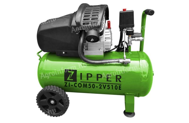 Kompresszor,  2 hengeres,  olajkenésű - V henger,  2200 W,  50 L,  10 Bar * ZIPPER ZI-COM 50-2V510E