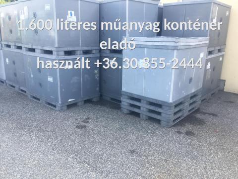 1.600 L Műanyag láda eladó 30.855 2444 összecsukható,  használt doboz 1.600 L Műanyag láda eladó 30.855 2444 összecsukható,  használt doboz