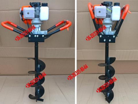 Talajfúró Földfúró 52cm³ Gödörfúró 2.2kw/2.9Le +3 fúró: 100 150 200 * Welnek Tools V90055