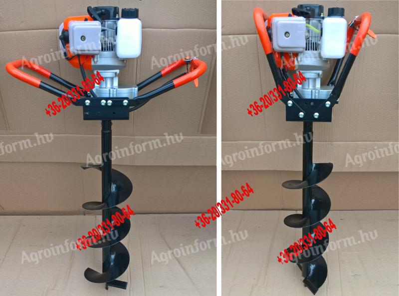 Talajfúró Földfúró 52cm³ Gödörfúró 2.2kw/2.9Le +3 fúró: 100 150 200 * Welnek Tools V90055