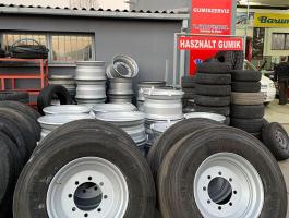 Eladó használt 385/65R22,5 méretű gumik HW6011 és 8011 pótkocsikhoz kamion kerekek