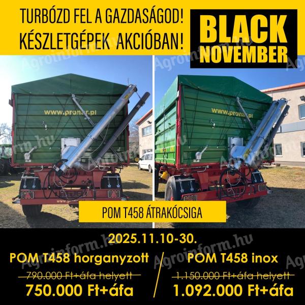Eladó új POM T458 horganyzott hidraulikus átrakócsiga,  műtrágyaszóró- és vetőgépfeltöltő csiga,  vetőmagfeltöltő csiga