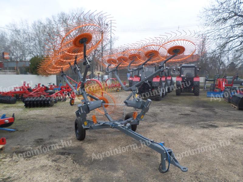 Orosz 8+1 csillagos, vontatott hidraulikus rendsodró, 6 m munkaszélességgel eladó