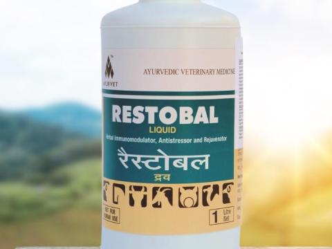 RESTOBAL stressz elleni,  immunerősítő gyógynövénytartalmú itatófolyadék haszonállatoknak,  1 liter