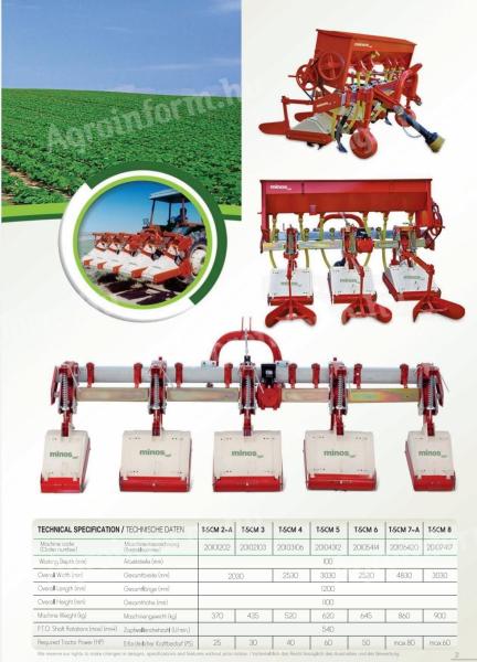 Sorközművelő,  forgó talajmarós kultivátor,  3+2 félsoros,  325 cm Minos,  T-SCM-5-3T2Y-A