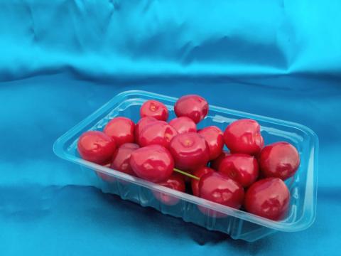 Málnás műanyag doboz 12 dkg-os, alacsony kivitelben