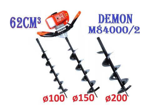 Talajfúró Földfúró 62cm³/5.2Le Gödörfúró 1-2 felhasználós +100 150 200 fúró * Demon M84000 Talajfúró Földfúró 62cm³/5.2Le Gödörfúró 1-2 felhasználós +100 150 200 fúró * Demon M84000