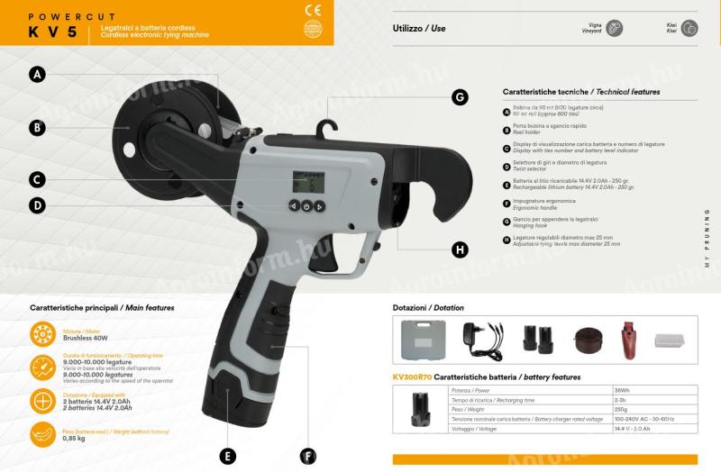 KV5 Volpi akkumulátoros zsinór nélküli kötözőgép