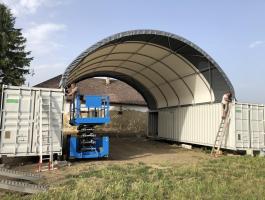 Konténer sátor 12 m x 12 m x 4,5 m raktárról