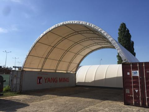 Konténer sátor 10m x 12m x 3,6m raktárról Konténer sátor 10m x 12m x 3,6m raktárról