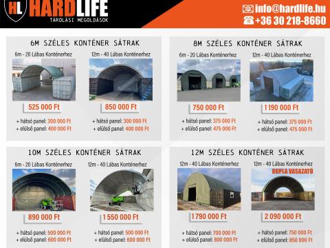 Konténer sátor/ Ipari sátor/ Raktár sátor különböző méretekben raktárról Konténer sátor/ Ipari sátor/ Raktár sátor különböző méretekben raktárról