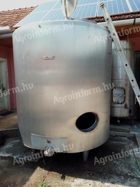Duplafalú, inox, saválló, rozsdamentes, 5000+ literes álló tartály anyagár alatt, kb. 83 Ft/liter