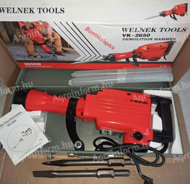 Bontókalapács, fúrókalapács, vésőgép 55 joule 2650W – Welnek Tools VK-2650 – SDS HEX befogás