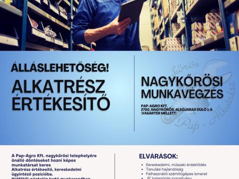 Alkatrész értékesítő kollégát keresünk Alkatrész értékesítő kollégát keresünk