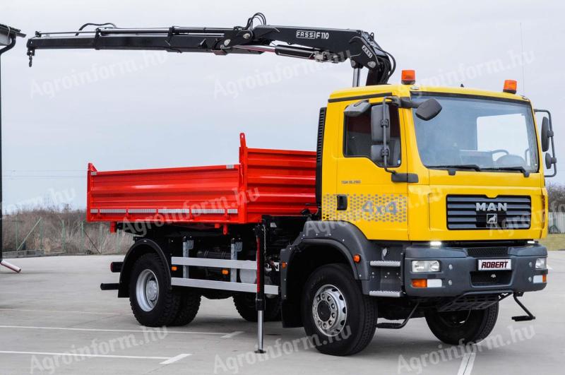 MAN TGM 18.280 - 4x4 billenőplatós - darugémes teherautó Euro 4