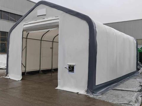 6,1 x 9,15 x 4,36 m-es profi minőségű fehér raktársátor