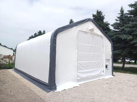 6,1 x 12,2 x 4,36 m-es profi minőségű fehér raktársátor (ház alakú)