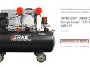 Kompresszor 100L / 2,2 kW,  kéthengeres * Verke V81115 * olajkenésű V henger 250 L/perc