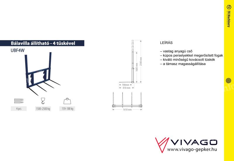 Bálavilla – FK Machinery - 4 tüskével - állítható