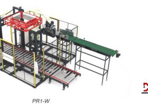 DOMASZ nagyhatékonyságú robotizált palettázó gépsor eladó a Wolfoodengineering Kft.-től DOMASZ nagyhatékonyságú robotizált palettázó gépsor eladó a Wolfoodengineering Kft.-től