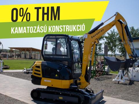 Mini forgókotró, kotró, árokásó zárható kabinnal / Eurotrac HE28-C - 0 % THM