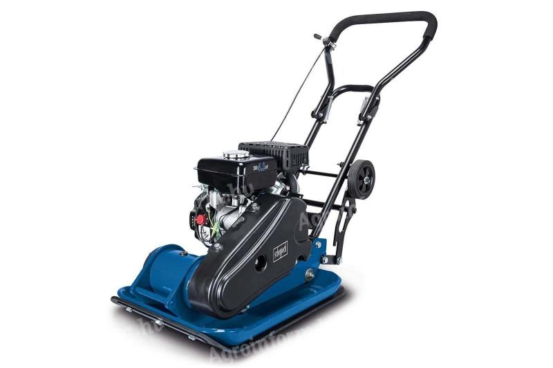 Lapvibrátor 60kg Talajtömöritő 196cm³ 5.6Le Scheppach HP 1900S gumitalppal és kerekekkel