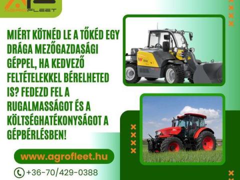 Mezőgazdasági,  építőipari gép tartós bérlet Mezőgazdasági,  építőipari gép tartós bérlet