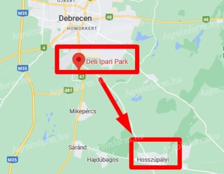 Debrecen mellett,  a Déli Ipari Park közelében különleges terület eladó,  165.138 m²