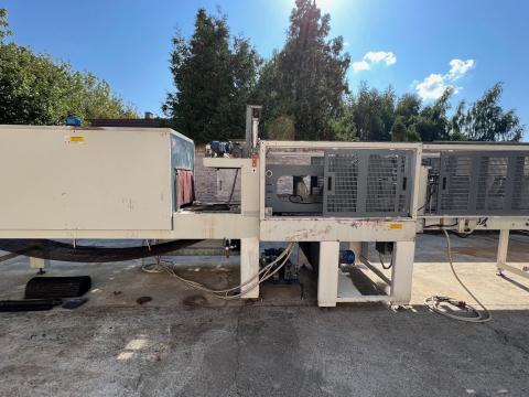 Profi Gramegna automata zsugorfóliázó gépsor (8000 db/h) – pufferszalaggal és pályával