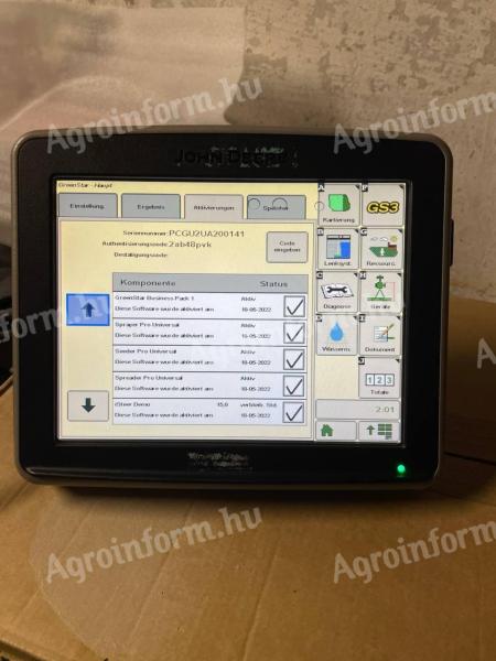 John Deere GreenStar Display 2630 - AutoTrac, SectionControl, N-Sensing, iTec aktiválás