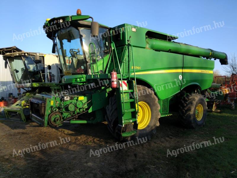 John Deere S670i 4x4,  2012 + Varioflex asztal repcetoldattal 9, 5m,  + Gabona asztal 6, 5m