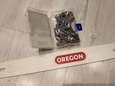 Láncfűrész Oregon láncvezető lap és lánc 18” 45cm, 1.3mm 3.8” 62szem lánc vezetőlap, láncfűrészlap .  Láncfűrész Oregon láncvezető lap és lánc 18” 45cm, 1.3mm 3.8” 62szem lánc vezetőlap, láncfűrészlap .