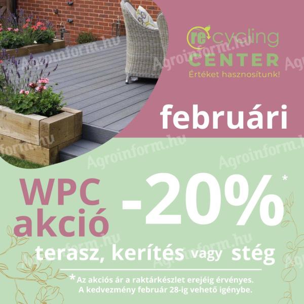 WPC kerítés,  teraszburkolat,  stégburkolat és falburkolat februárban akciós áron