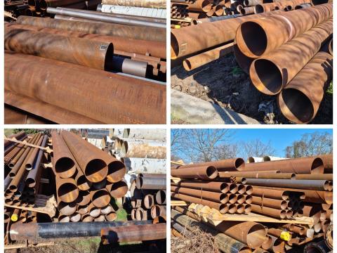 Bontott acélcső, új acélcső, horganyzott acélcső, elfekvő készlet D48 mm - D813 mm átmérőig Bontott acélcső, új acélcső, horganyzott acélcső, elfekvő készlet D48 mm - D813 mm átmérőig