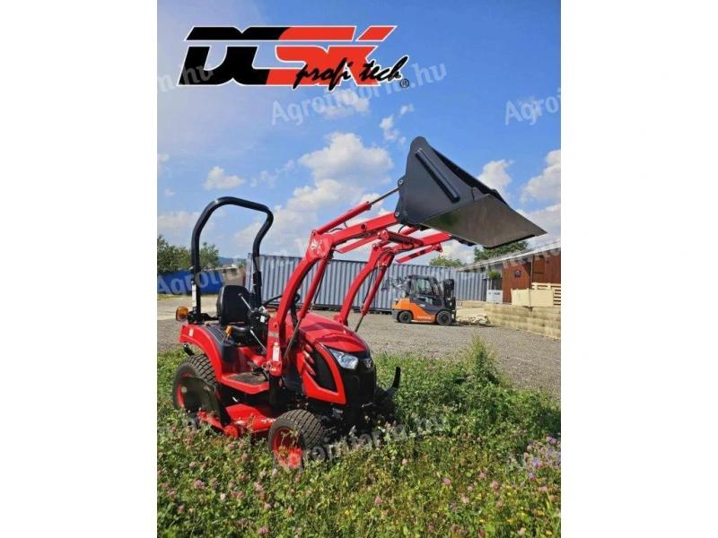 TYM T194 Branson kistraktor (140 cm tengelyszélességű kaszával), homlokrakodóval