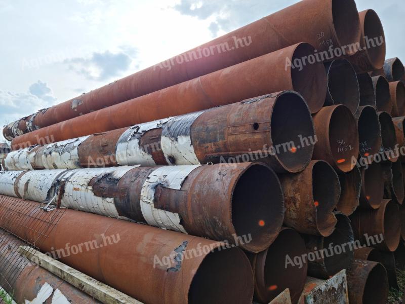 630 x 9 mm falvastagságú bontott acélcső 6 m - 12 m / szál